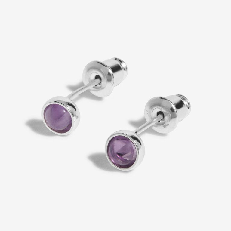 Joma Jewellery Birthstone Boxed Stud Earrings - February - Amethyst