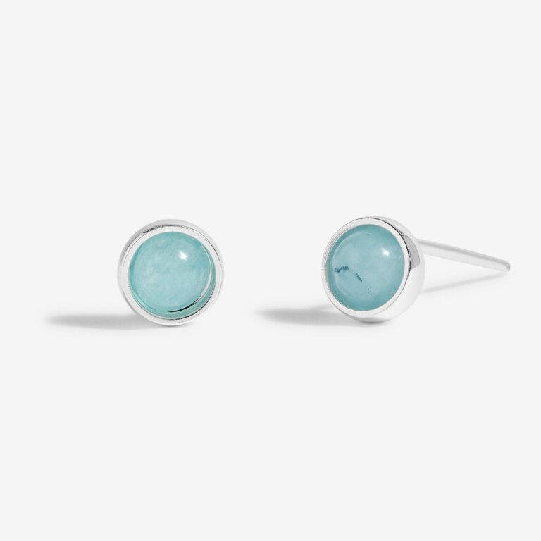 Joma Jewellery Birthstone Boxed Stud Earrings - March - Aqua Crystal