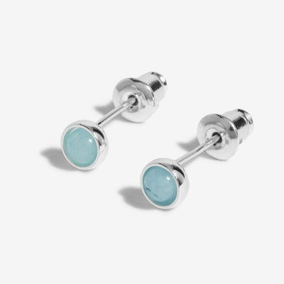 Joma Jewellery Birthstone Boxed Stud Earrings - March - Aqua Crystal