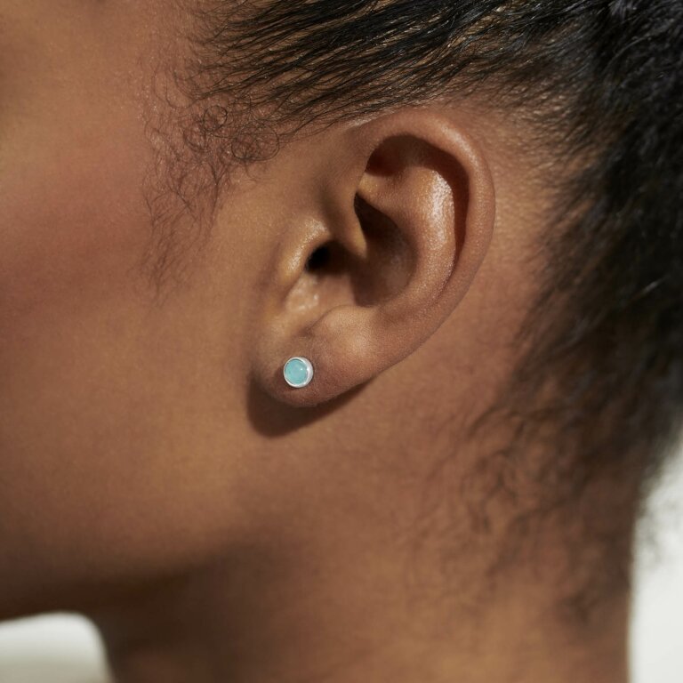 Joma Jewellery Birthstone Boxed Stud Earrings - March - Aqua Crystal