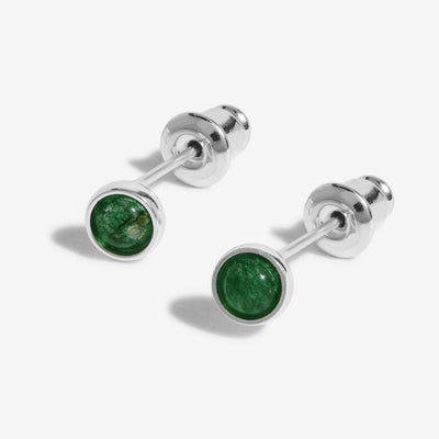 Joma Jewellery Birthstone Boxed Stud Earrings - May - Green Agate