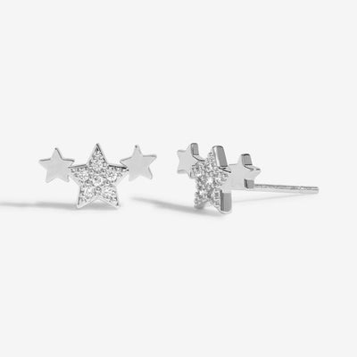 Joma Jewellery Beautifully Boxed Stud Earrings -  Birthday Wishes - Silver