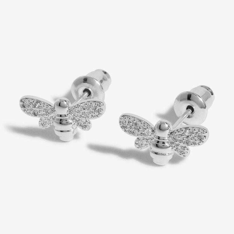 Joma Jewellery Beautifully Boxed Stud Earrings -  Happy As Can Bee - Silver