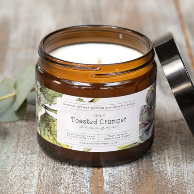 Toasted Crumpet Natural Soy Wax Scented Apothecary Candle - Earl Grey & Sweet Hydrangea