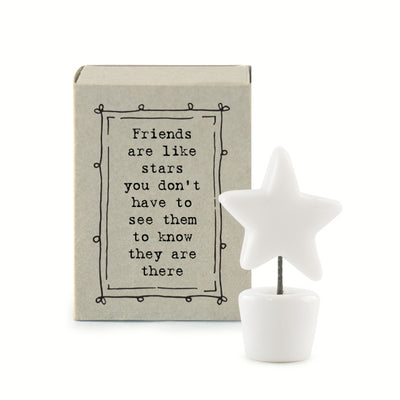 East of India Matchbox - Ceramic Ornament - Friends Are Like Stars
