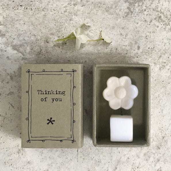 East of India Matchbox - Ceramic Ornament - Thinking of You Flower