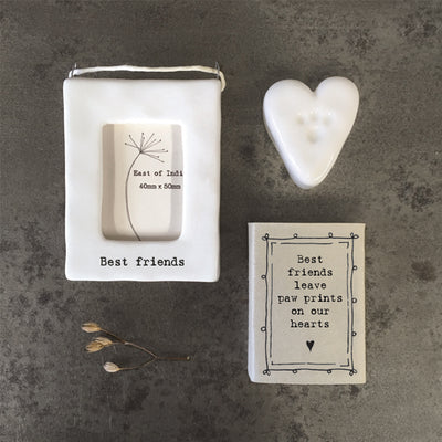 East of India Matchbox - Ceramic Ornament - Best Friend Leave Paw Prints