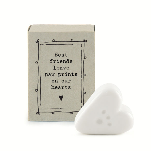 East of India Matchbox - Ceramic Ornament - Best Friend Leave Paw Prints