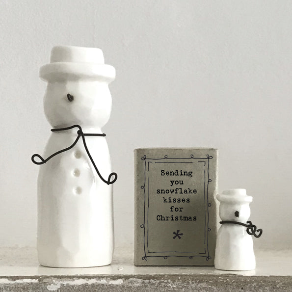 East of India Porcelain Snowman Boxed