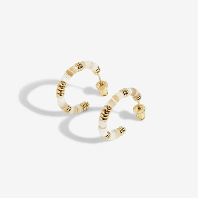 Joma Jewellery Summer Solstice - Gold & White Beaded Hoop Earrings