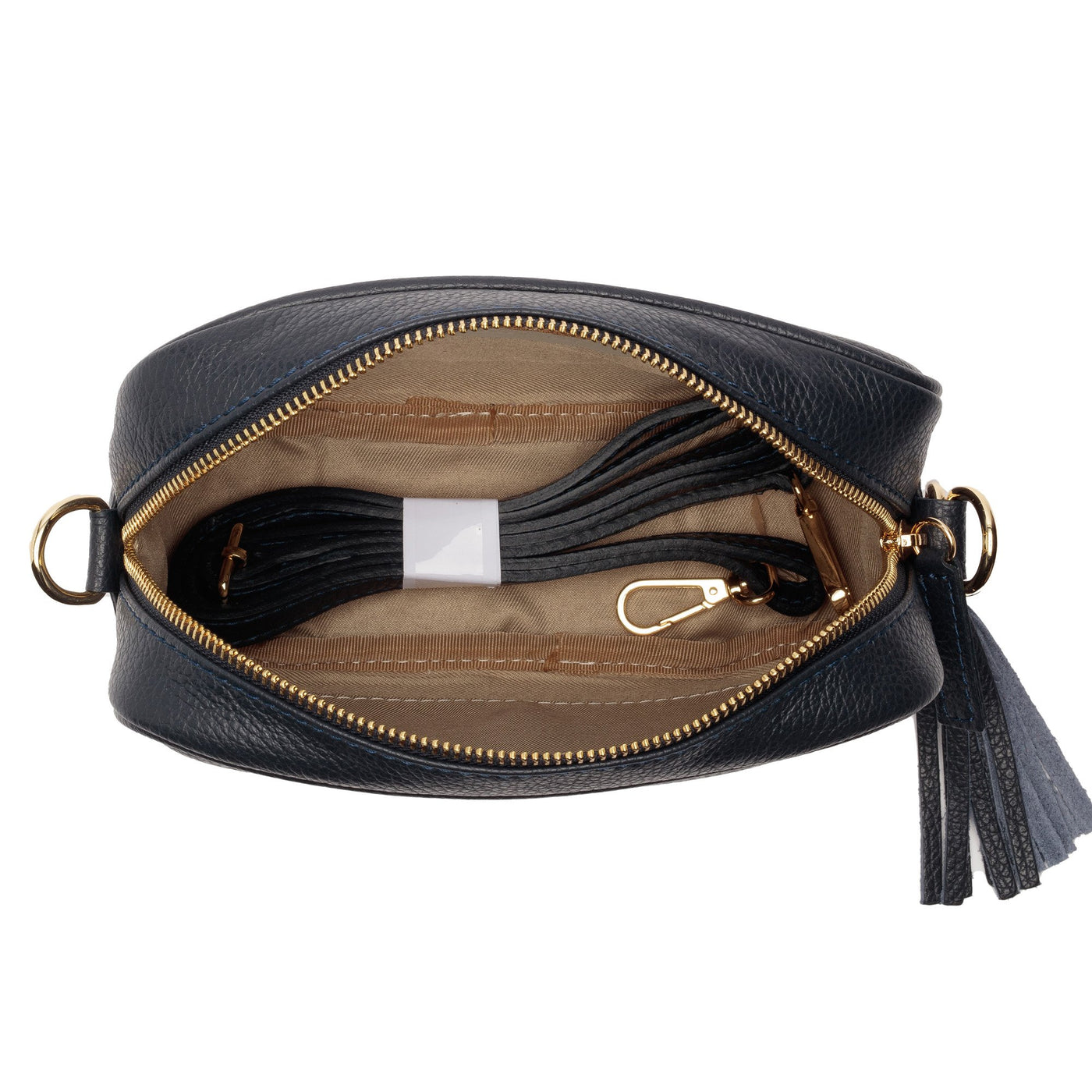 Elie Beaumont Designer Leather Crossbody Bag - Navy Blue (GOLD Fittings)