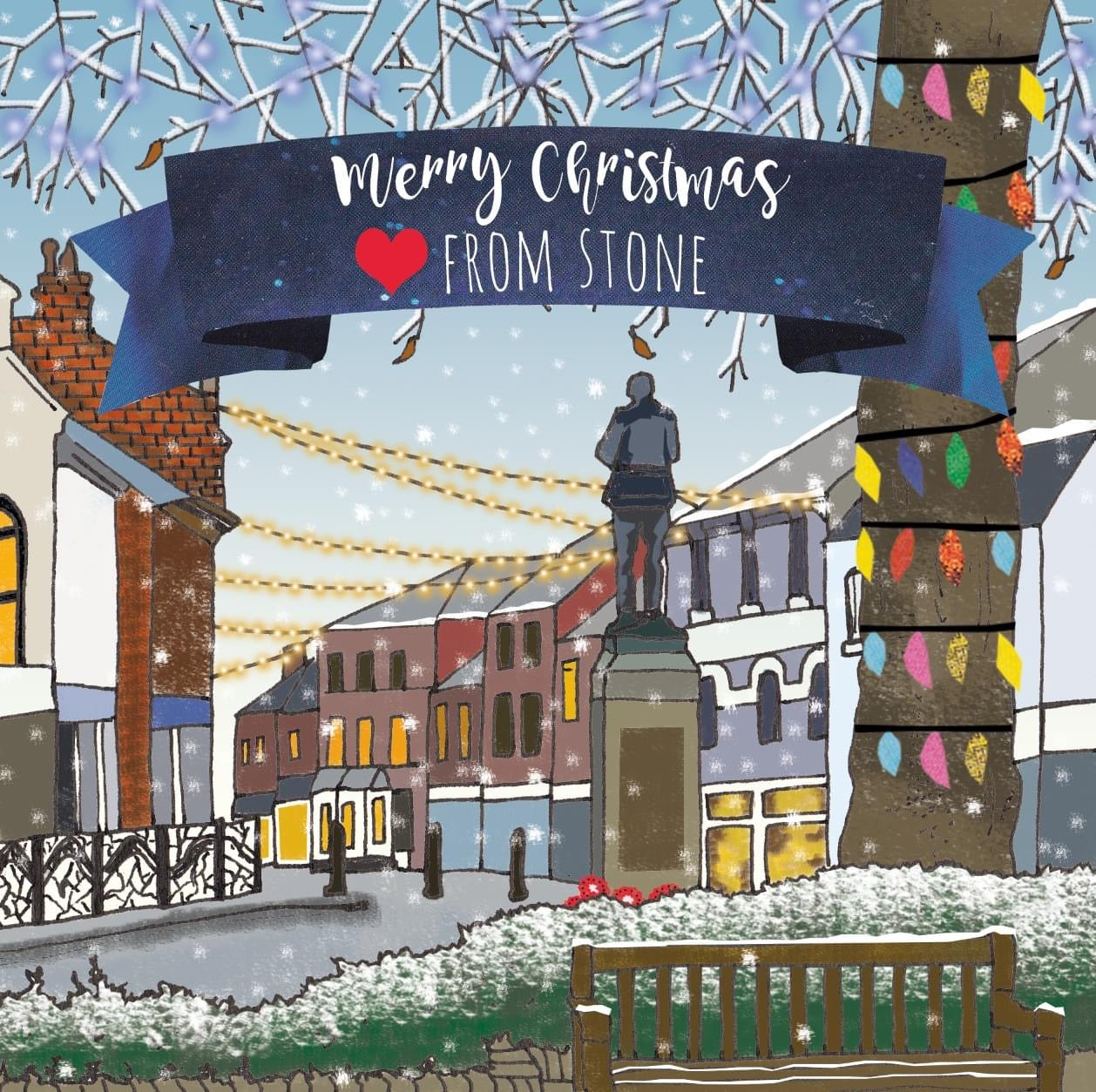 Flying Teaspoons Merry Christmas Love from Stone High Street Card