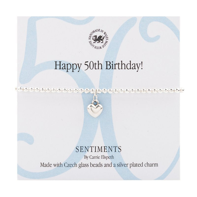 Carrie Elspeth Sentiment Bracelet - 50th Birthday
