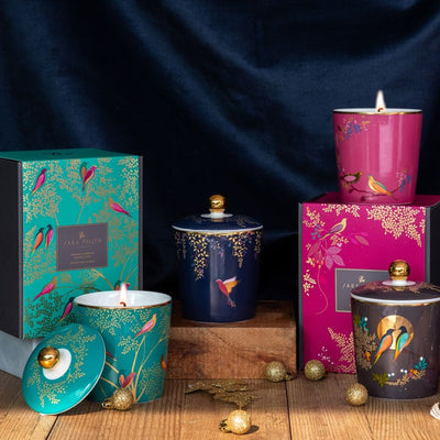 Sara Miller Luxury Ceramic Boxed Candle - Geranium, Patchouli, Cedar & Vetivert