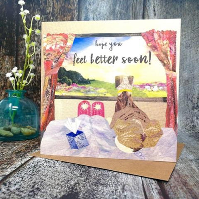 Flying Teaspoons Feel Better Soon Blank Card