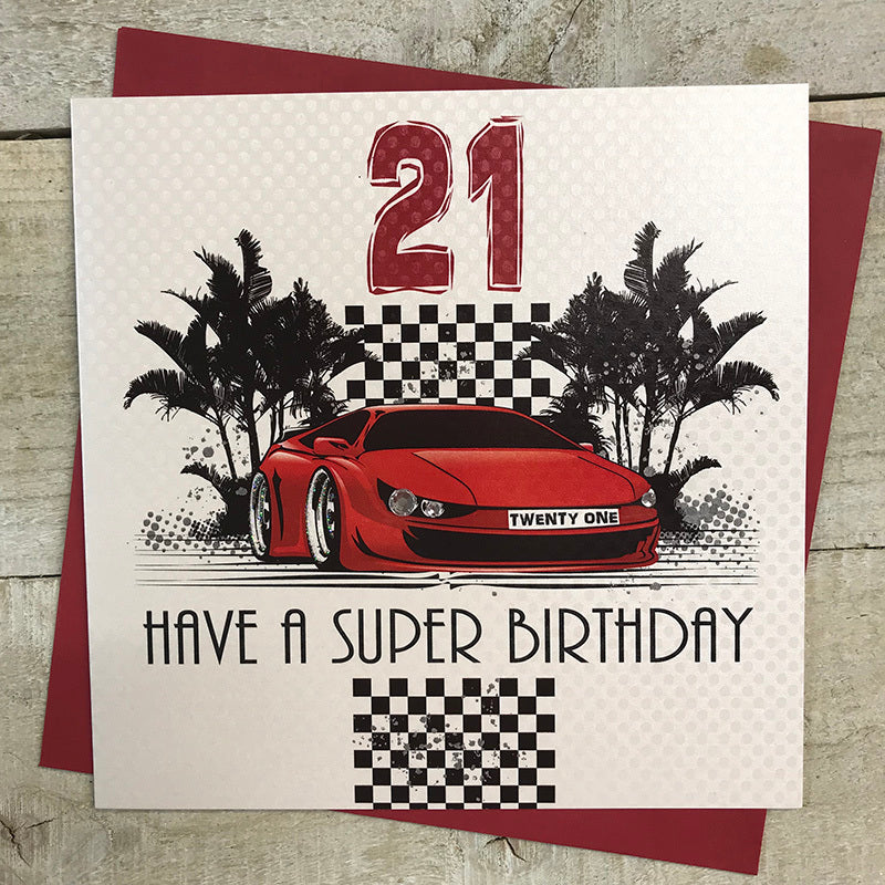 White Cotton Cards Son 21st Super Birthday Car Card