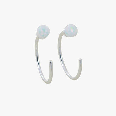 Reeves & Reeves Crescent Opal Earrings - Silver