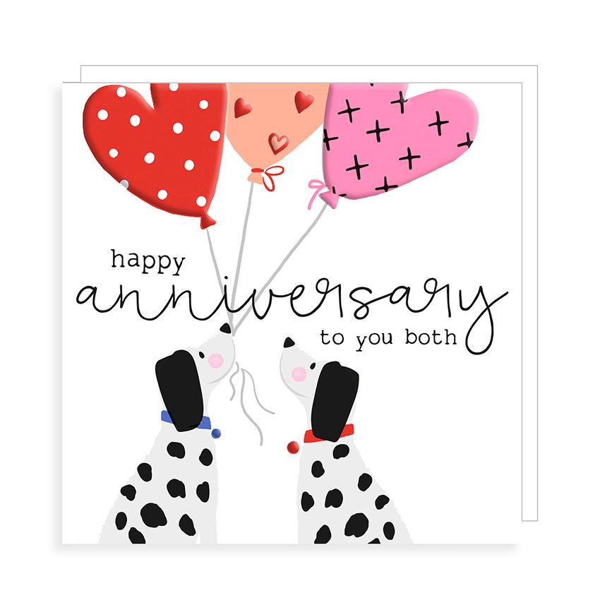 Rosanna Rossi Happy Anniversary to you Both Dogs Holding Balloons Card