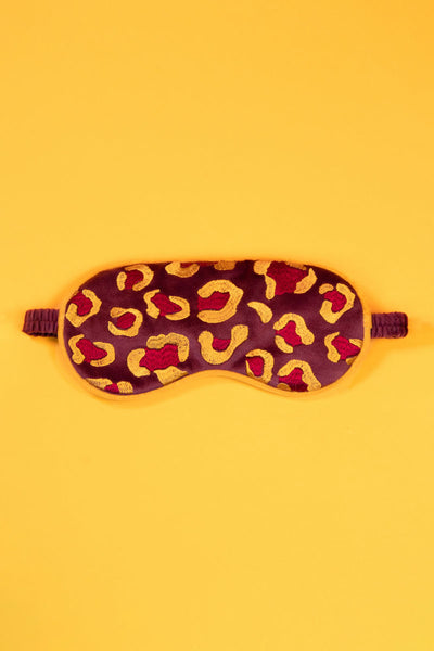 Powder Leopard Lavender Velvet Eye Mask - Damson/Mustard