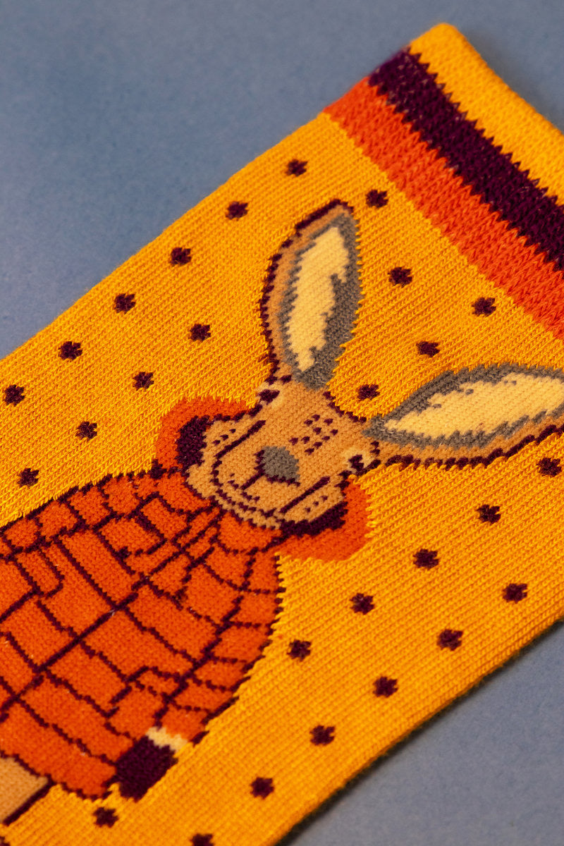 Powder Puffa Jacket Bunny Bamboo Ankle Socks - Mustard
