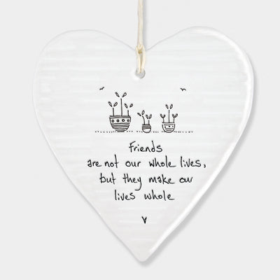 East of India Porcelain Hanging Heart - Lives Whole