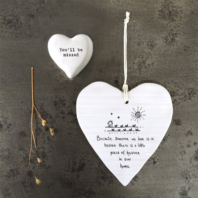 East of India Porcelain Hanging Heart - Because Someone is in Heaven