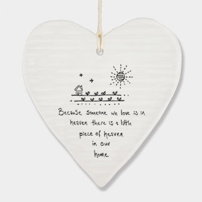East of India Porcelain Hanging Heart - Because Someone is in Heaven