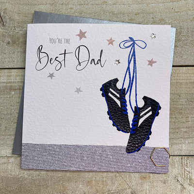 White Cotton Cards You're the Best Dad Football Boots Blank Card