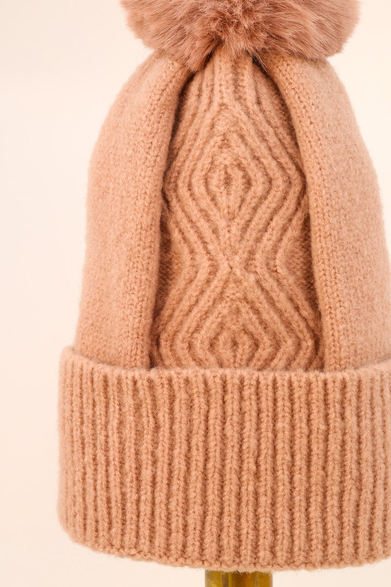 Powder Ingrid Pompom Bobble Hat - Petal Pink