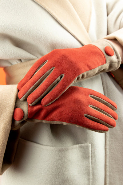 Powder Darcy Faux Suede Gloves - Rust