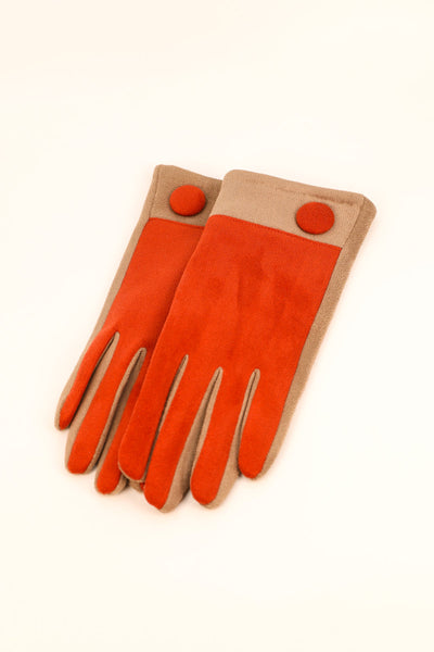 Powder Darcy Faux Suede Gloves - Rust