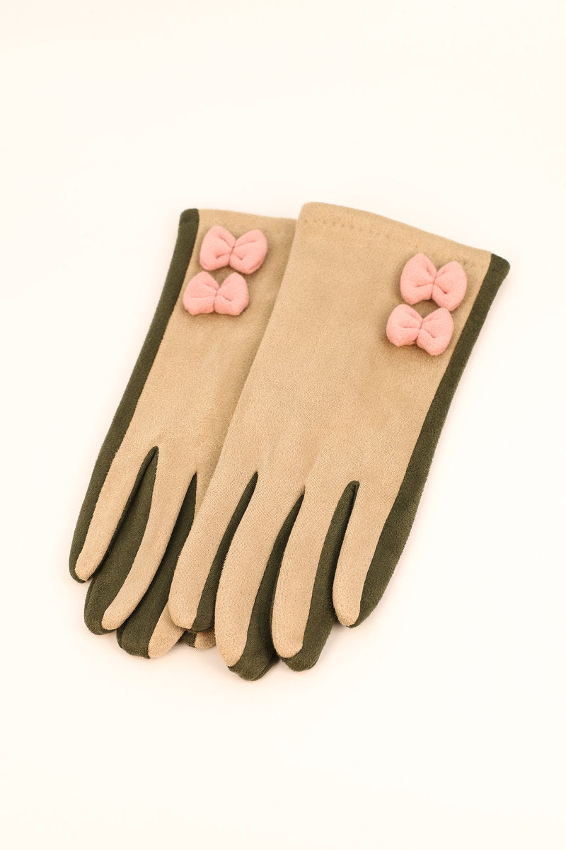 Powder Abigail Faux Suede Gloves - Slate/Mist
