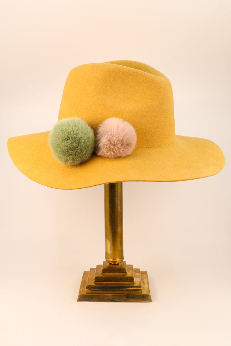 Powder Cassandra PomPom Wool Hat - Mustard