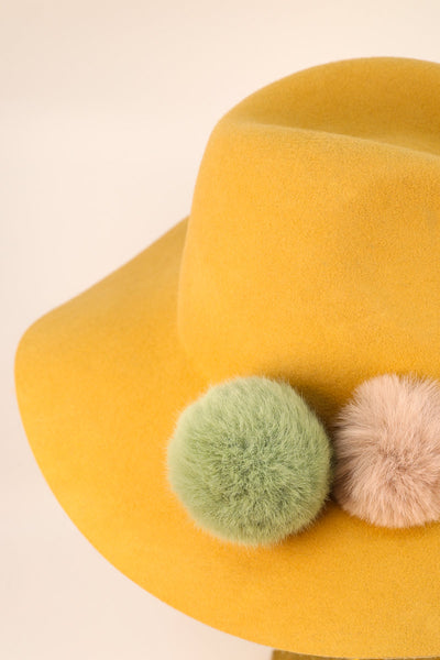 Powder Cassandra PomPom Wool Hat - Mustard