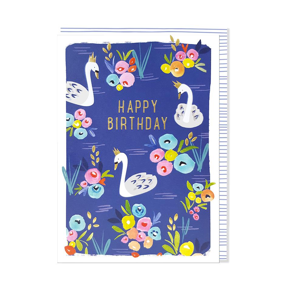 Rosanna Rossi Happy Birthday Swans Card