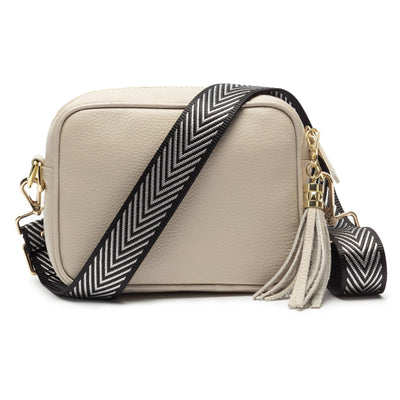 Elie Beaumont Designer Leather Crossbody Bag - Stone (GOLD Fittings)