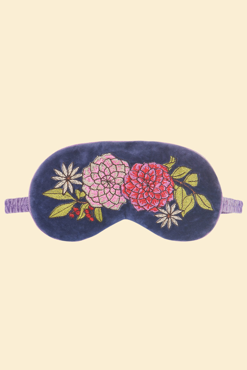 Powder Floral Velvet Lavender Eye Mask - Indigo Blue