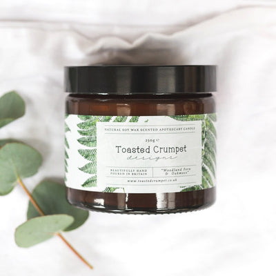 Toasted Crumpet Natural Soy Wax Scented Apothecary Candle - Woodland Fern & Oak Moss