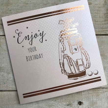 White Cotton Cards Golf Clubs Birthday Card