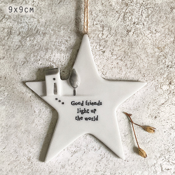 East of India Porcelain Hanging Star - Good Friends