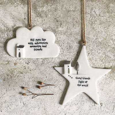 East of India Porcelain Hanging Star - Good Friends