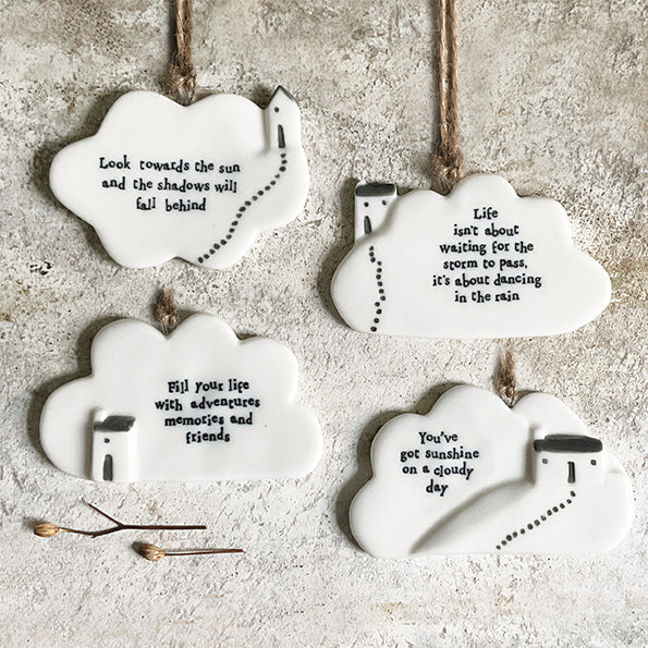 East of India Flat Porcelain Cloud Decoration - Fill Your Life