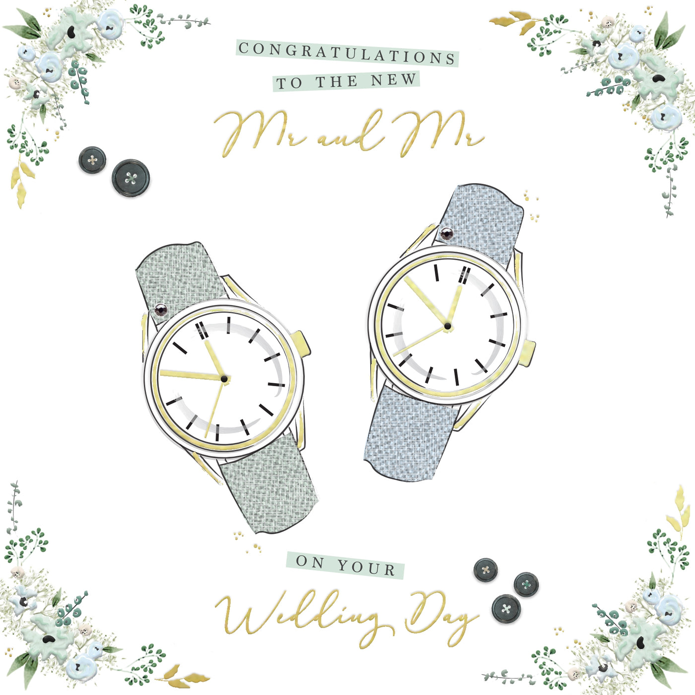 The Handcrafted Card Company Mr & Mr Wedding Day Watches Card