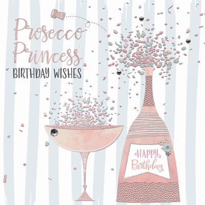 The Handcrafted Card Company Prosecco Princess Birthday Card