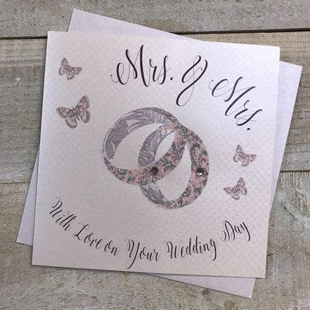 White Cotton Cards Mrs & Mrs Rings Wedding Day Card