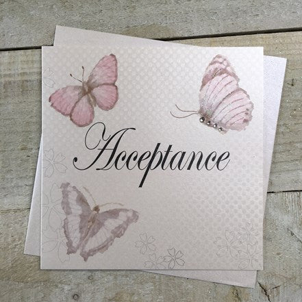 White Cotton Cards Acceptance Butterflies Card