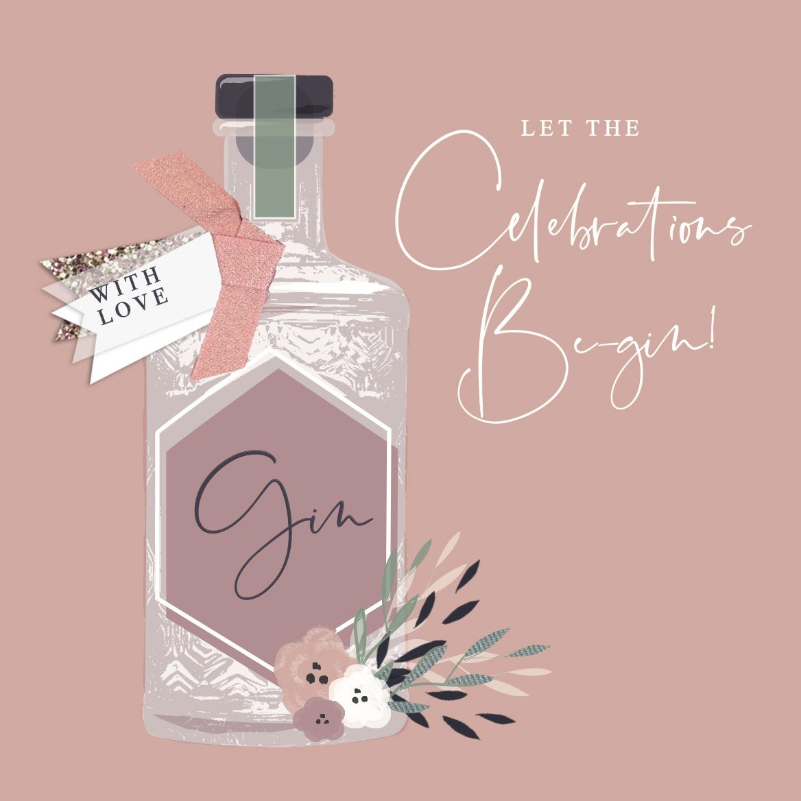 The Handcrafted Card Company Let the Celebrations Be-Gin Birthday Card