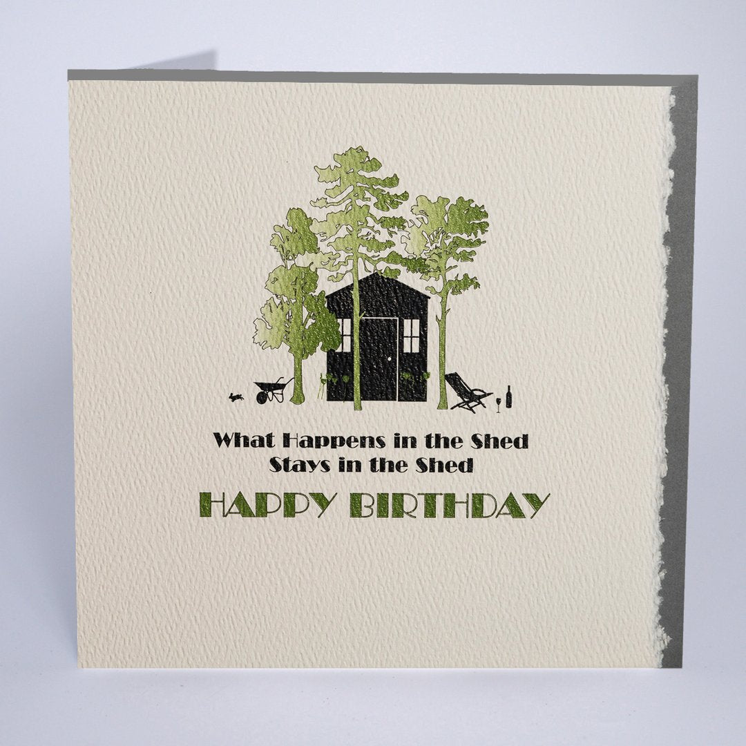Five Dollar Shake What Happens in the Shed Birthday Card