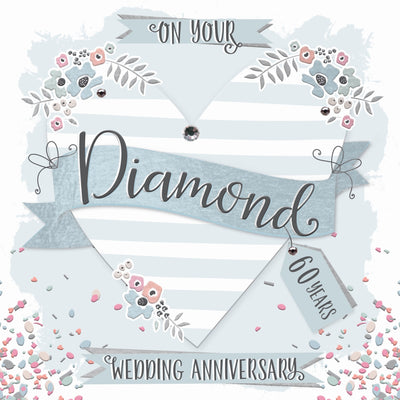 The Handcrafted Card Company Diamond Anniversary 60 Years Foil Card