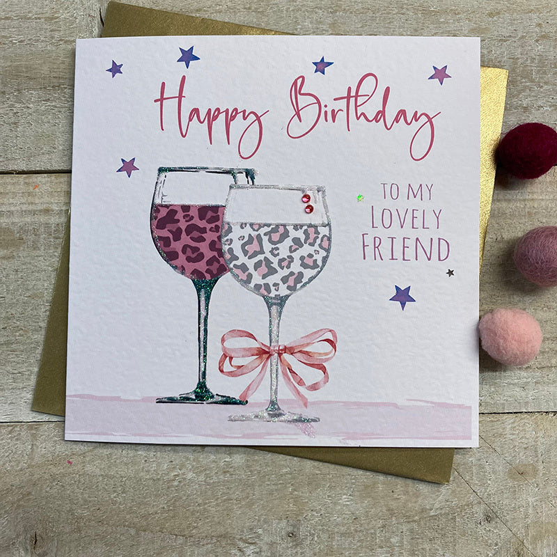 White Cotton Cards Lovely Friend Birthday Leopard Glasses Card